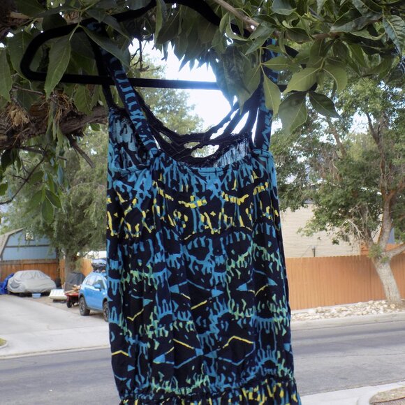 ANGIE SUN DRESS SZ SMALL BLUE BLACK - Picture 6 of 9